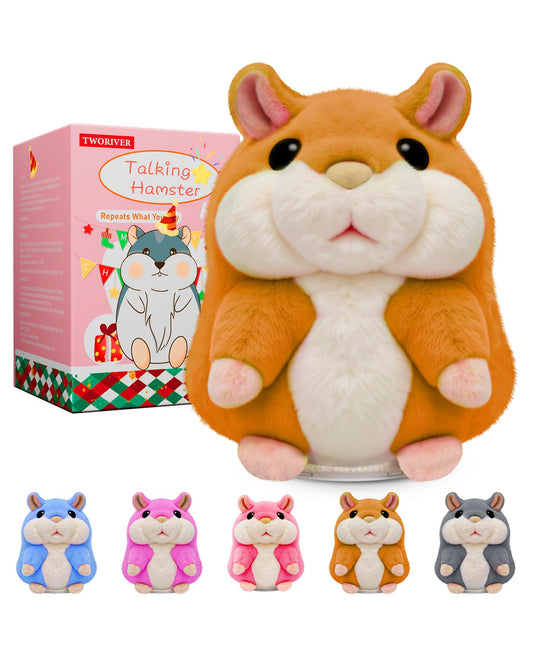 TWORIVER talking hamster repeats your words for interactive language play.