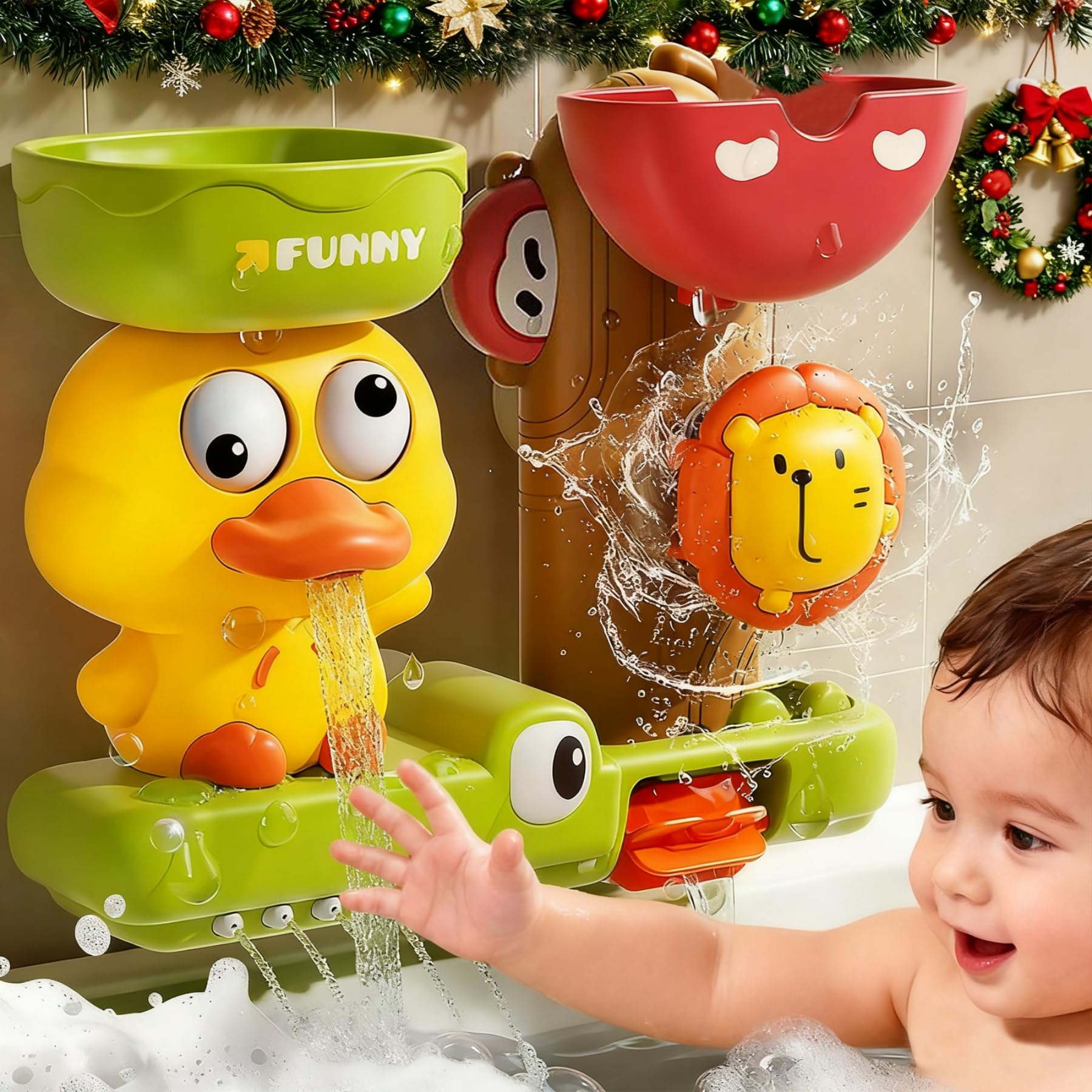 TXTLDB bath toy duck eyes spin for engaging bath play and hand-eye coordination.