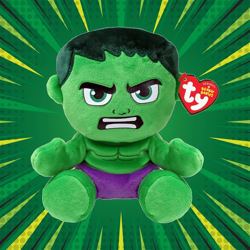 TY Beanie Babies Hulk soft body 6-inch side view highlights portable size for on-the-go play.