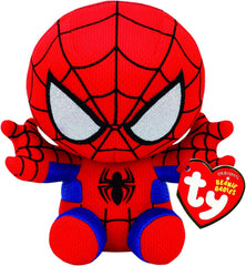 Ty Spiderman plush front view, soft fabric ready for hugs and play
