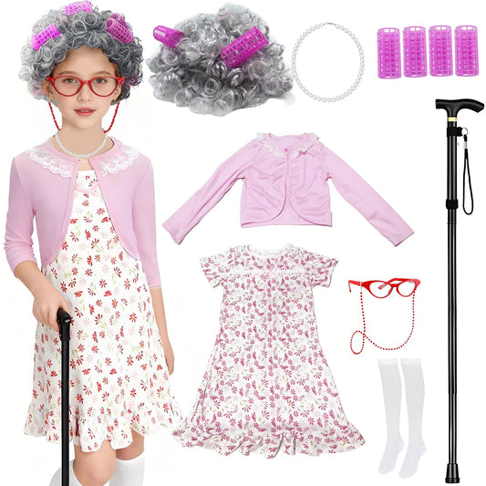 Tyalfrich old lady wig for a playful 100th day look.