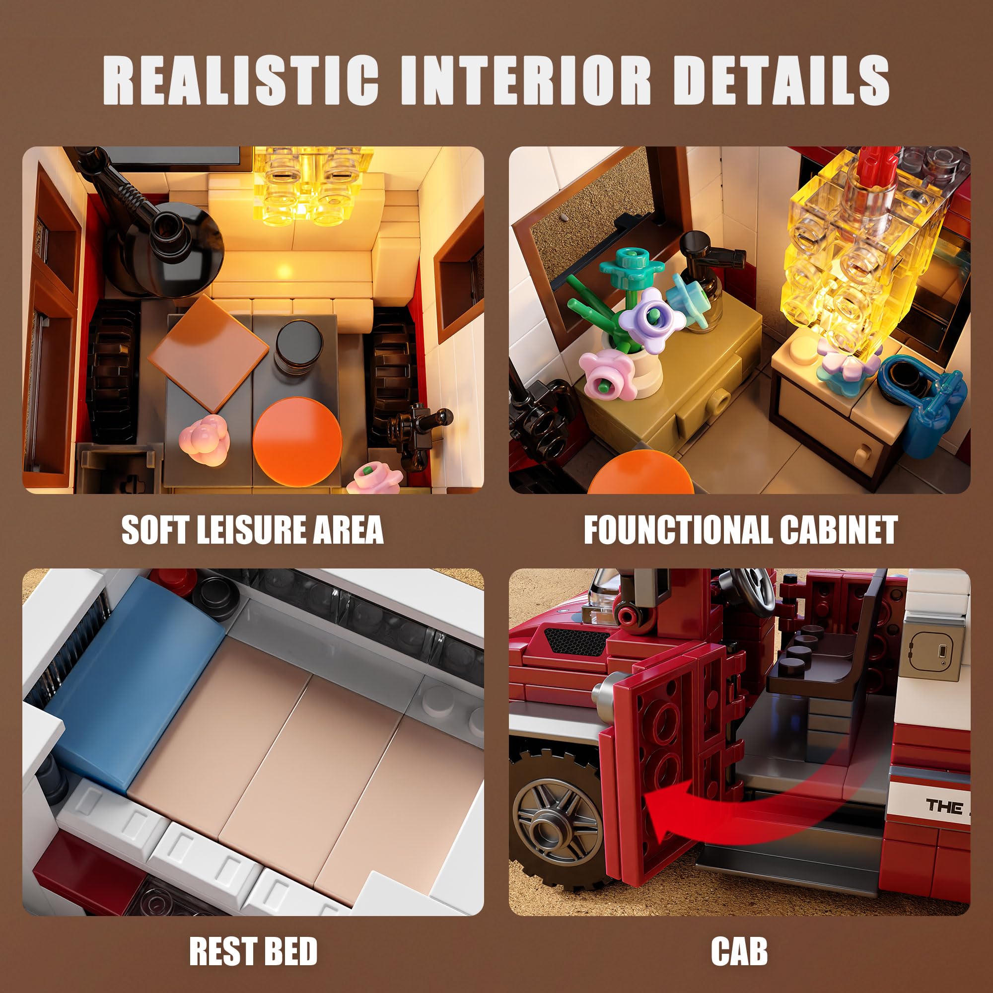 TYCOLE Camper Van entertainment facilities — pretend meals, music, and campfire moments.