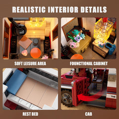 TYCOLE Camper Van entertainment facilities — pretend meals, music, and campfire moments.