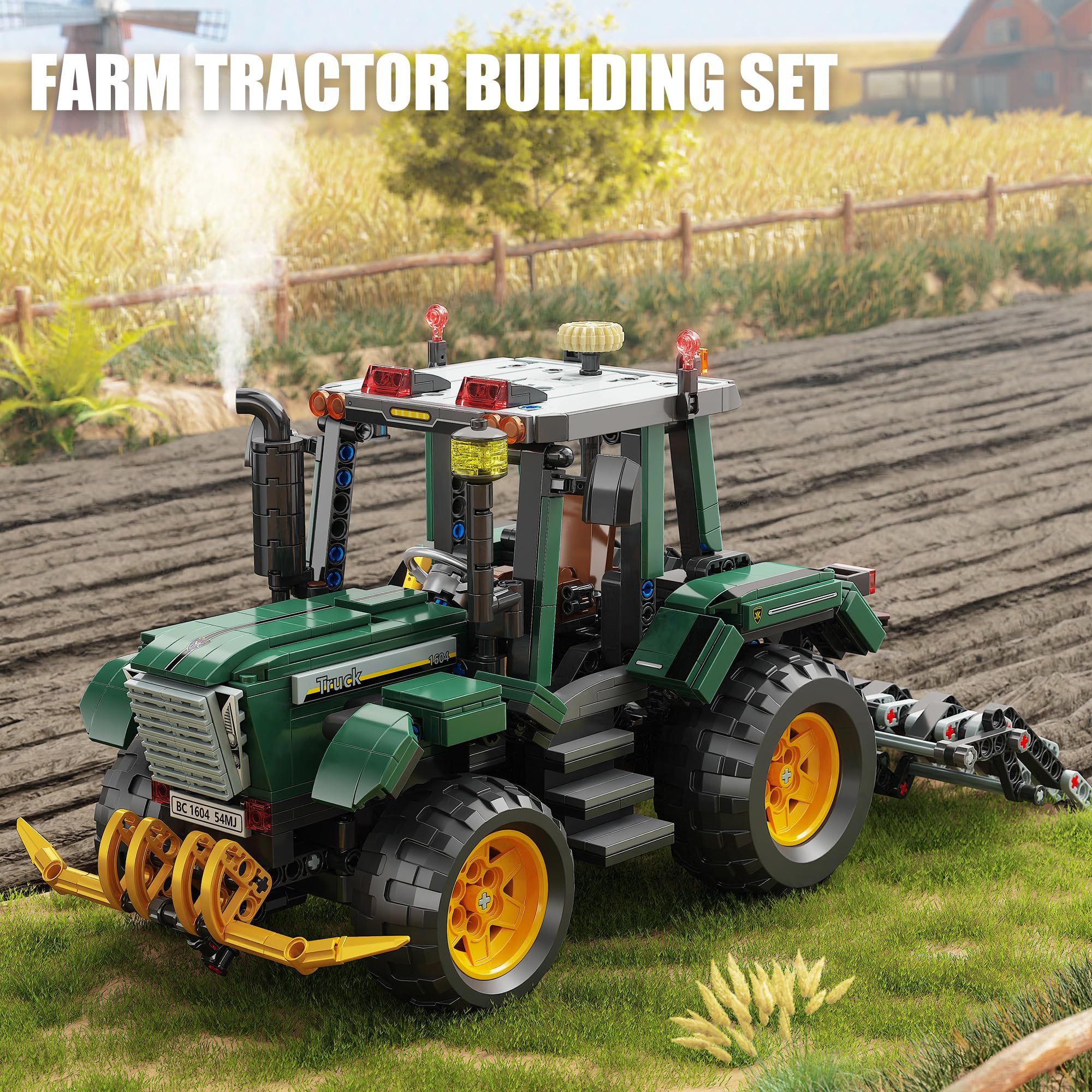 TYCOLE Farm Tractor Building Set cockpit detail with a simulated dashboard.