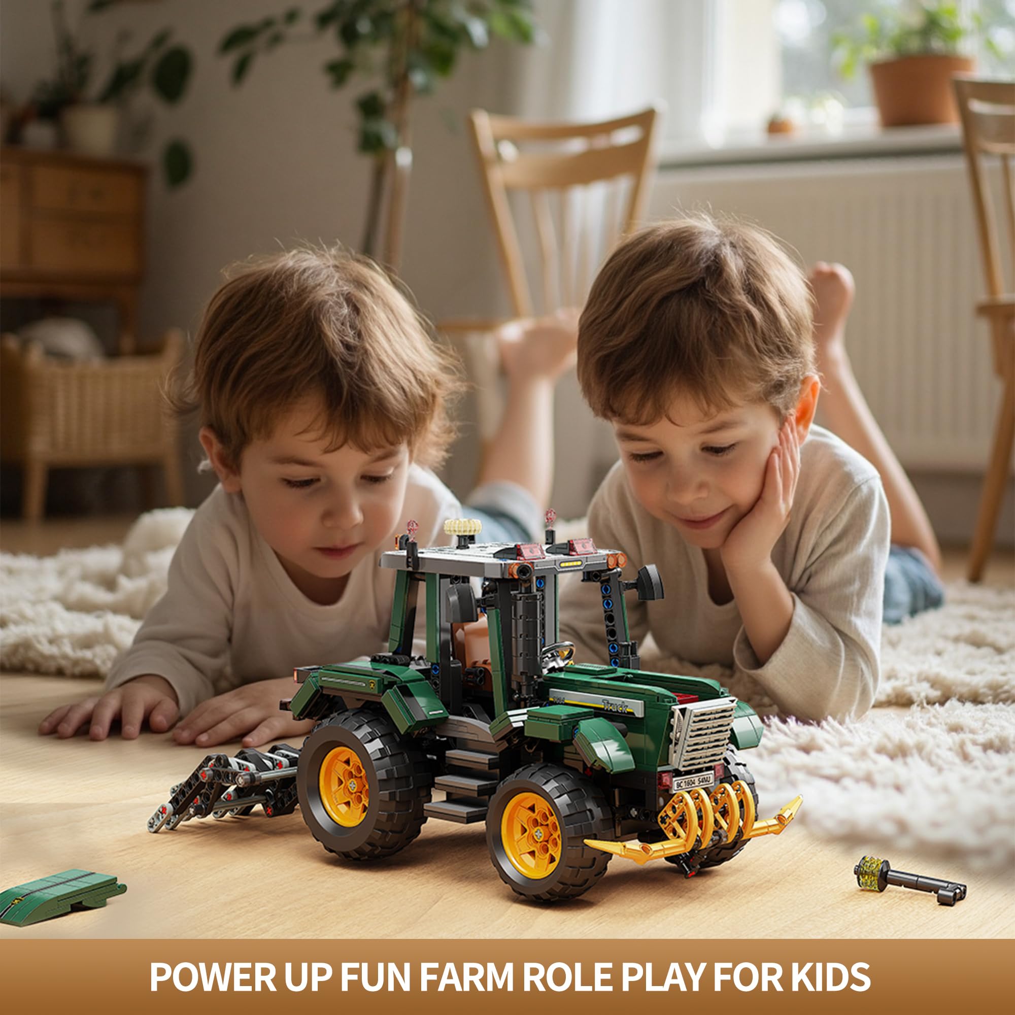TYCOLE Farm Tractor Building Set decorative smoke stack adds farmyard charm.