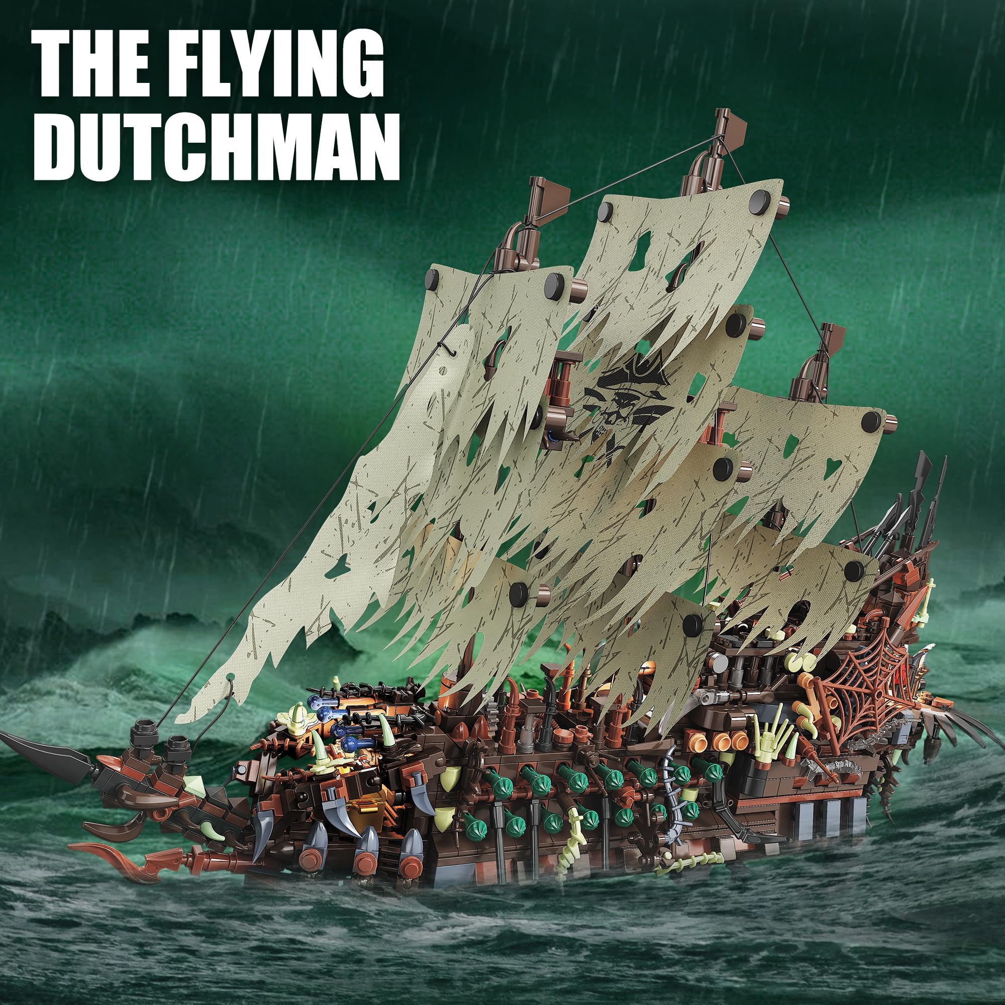 TYCOLE Flying Dutchman MOC lighted ghost ship for night display