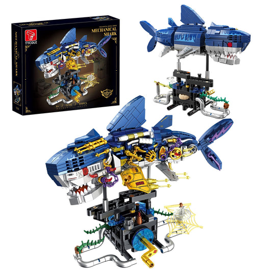 TYCOLE mechanical shark half-design on display stand with subtle rotatable motion
