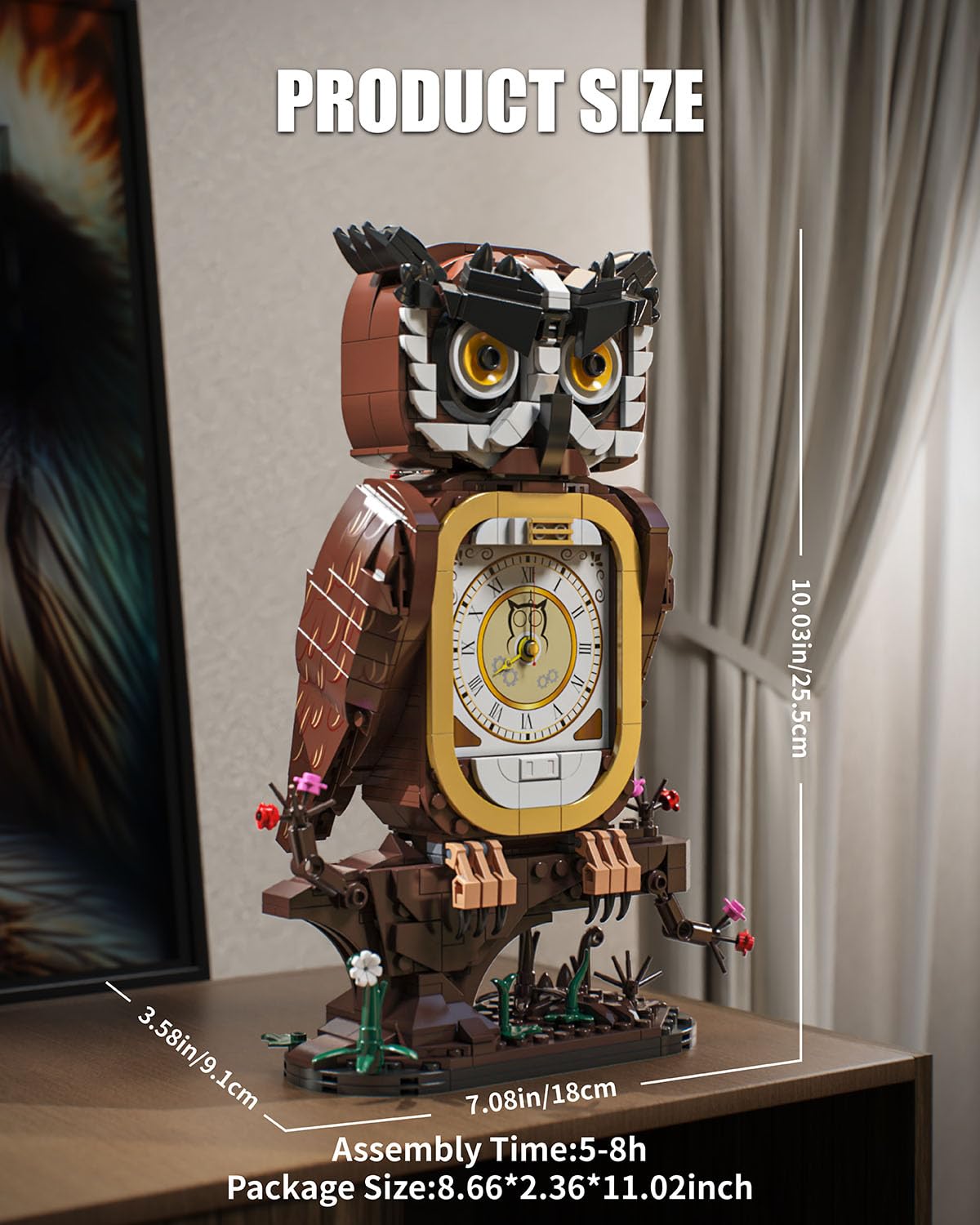 TYCOLE owl clock display base ready for desk or shelf decor