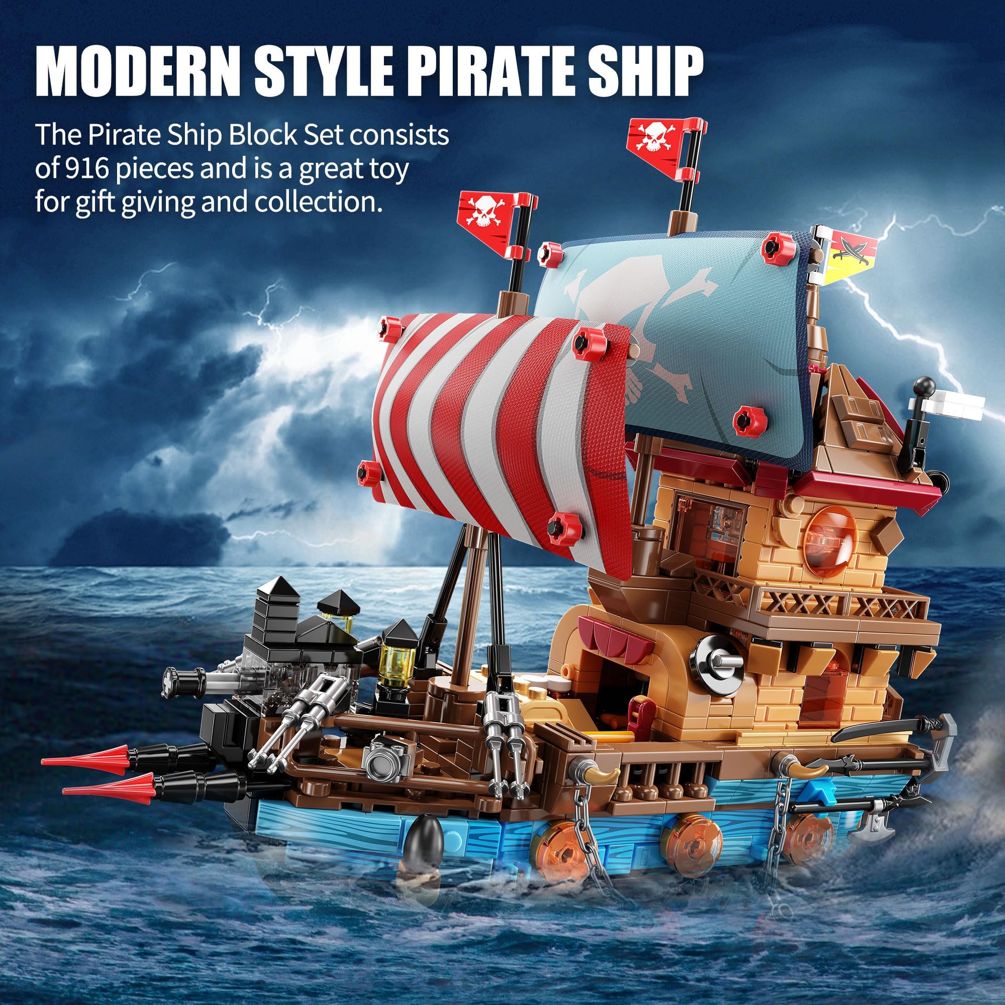 TYCOLE pirate ship building kit assembled model ready for shelf or desk display