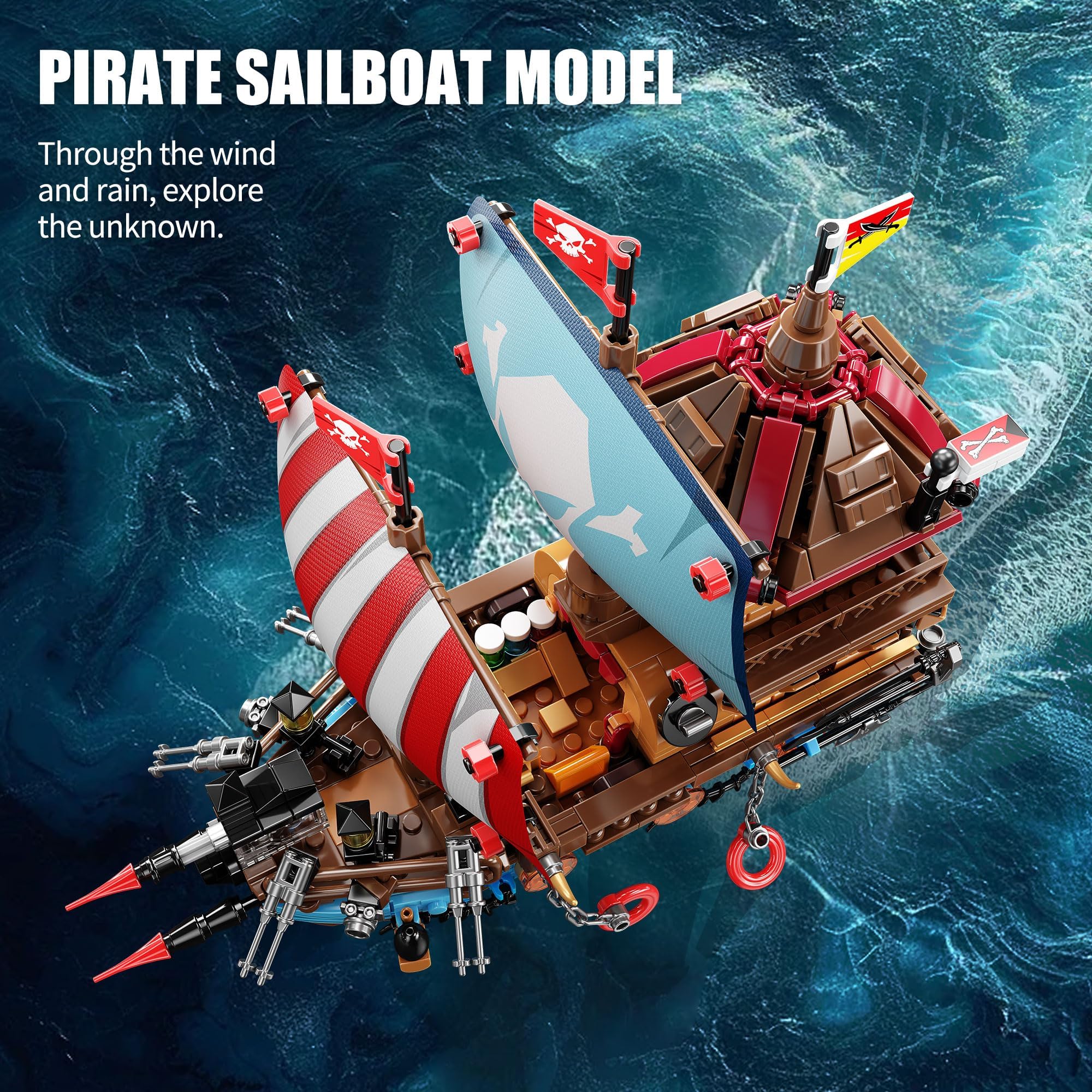 TYCOLE pirate ship building kit lighthouse feature adds coastal ambiance to display