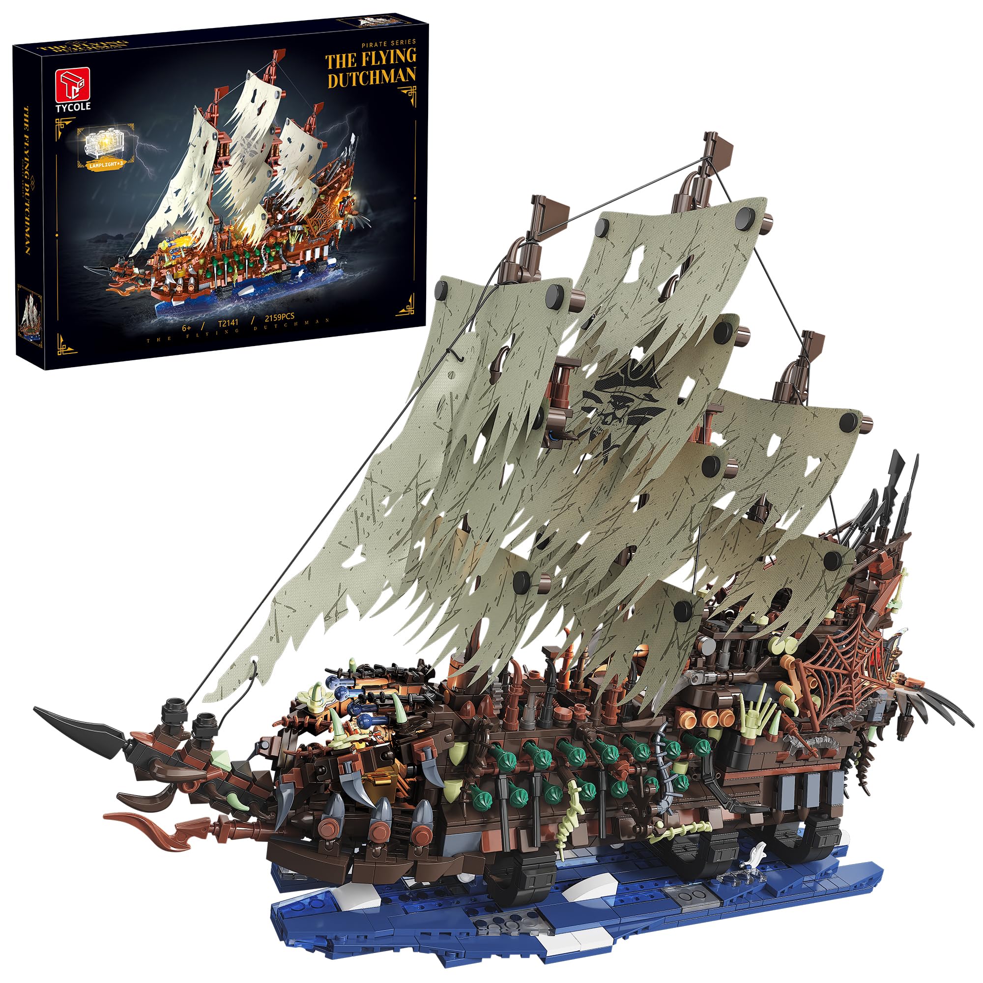 TYCOLE pirate ship building set with lights for dramatic display