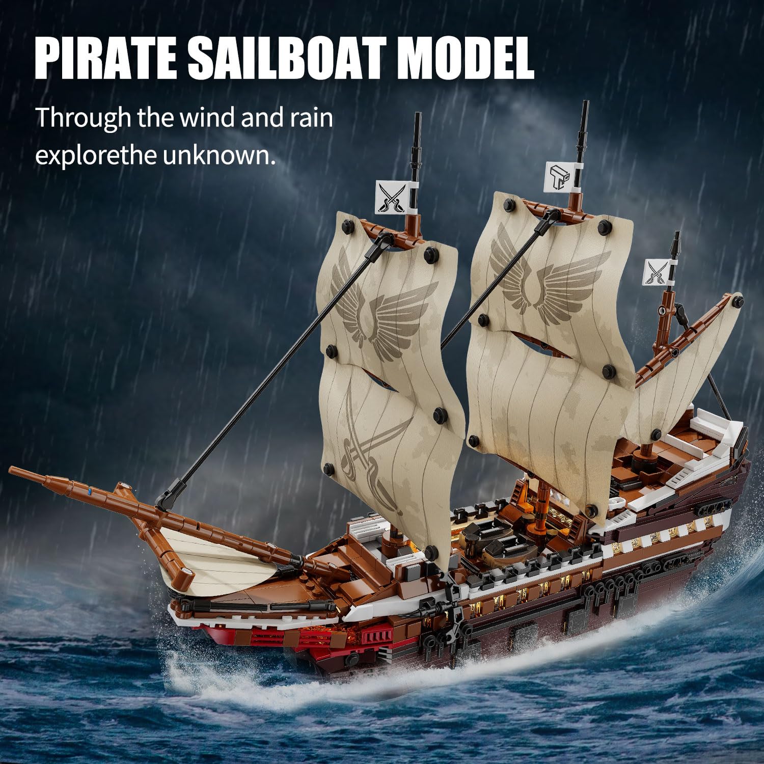 TYCOLE pirate ship cabins and rudder details add display realism.