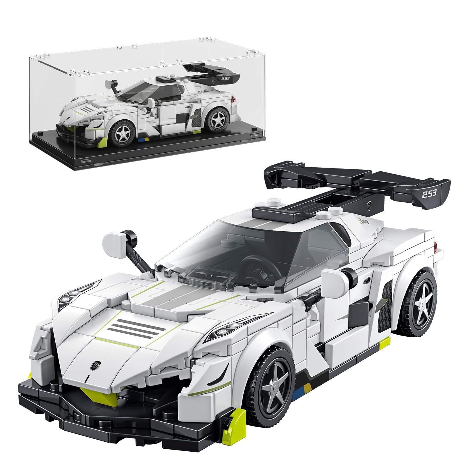 TYCOLE Technic Sports Cars display case protecting a clear, showcased model