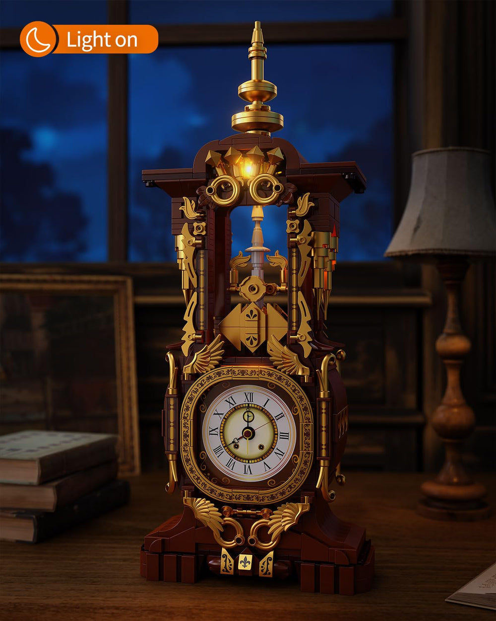 TYCOLE Vintage Clock Building Block Set close-up reveals premium bricks and precise detailing