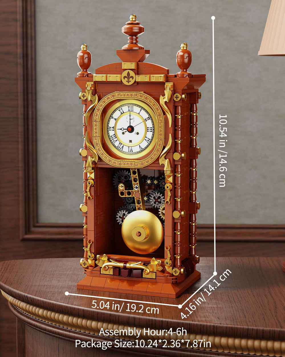 TYCOLE Vintage Pendulum Clock Block Set instructions illustrate clear building steps.
