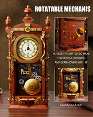 TYCOLE Vintage Pendulum Clock Block Set pendulum swing captures kinetic motion and timing.