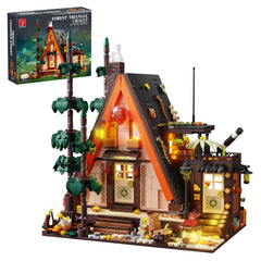TYCOLE wood cabin interior lit with LEDs for cozy imaginative play