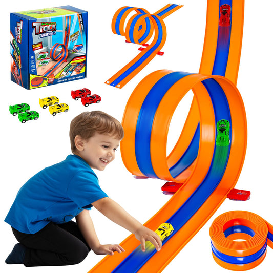 Tyholoo 3-lane race track setup for multi-car excitement on flexible surface