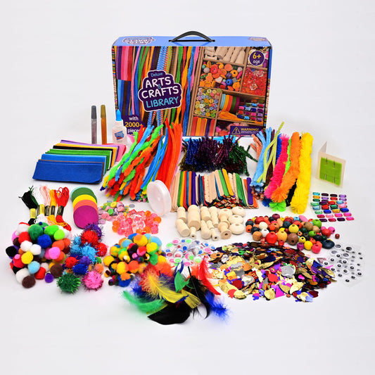 Tyko Arts 2000-piece craft supplies set for kids, ready for imaginative projects.