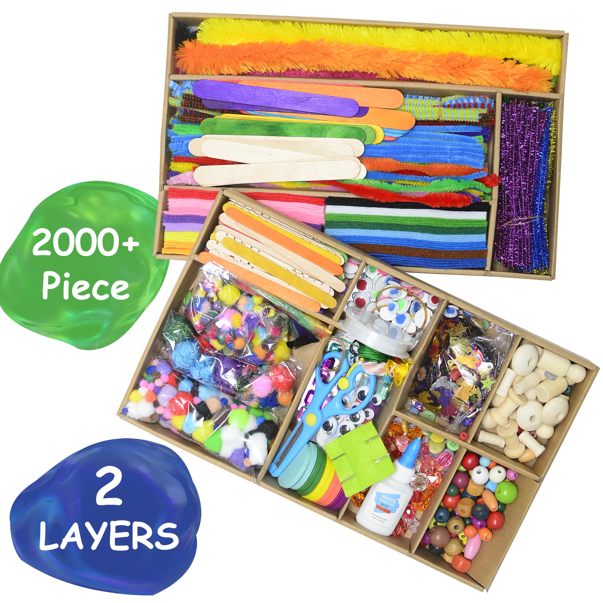 Tyko Arts storage box with compartments keeps supplies organized.