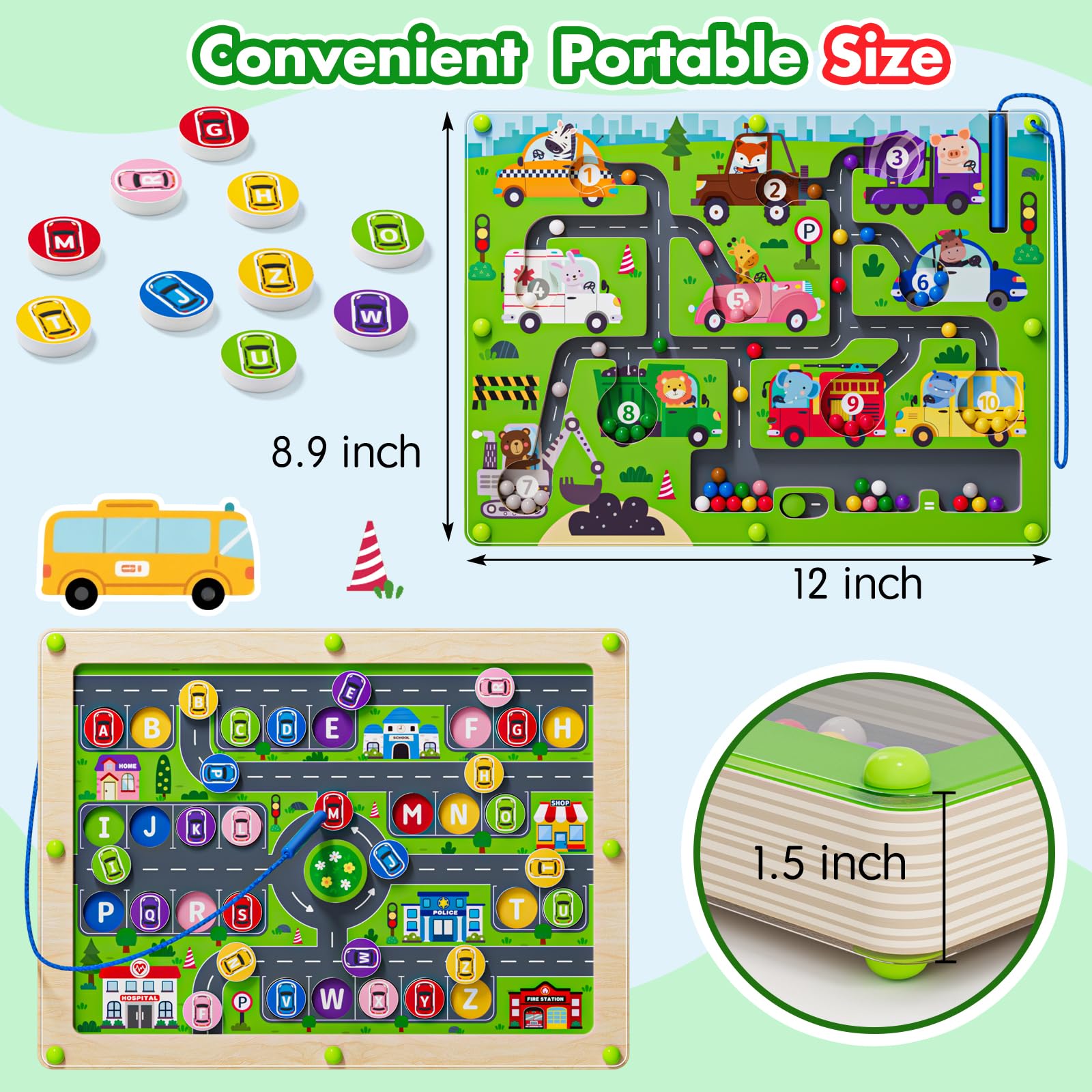 Tymokcall Magnetic Maze 2in1 color beads aid sorting and recognition.