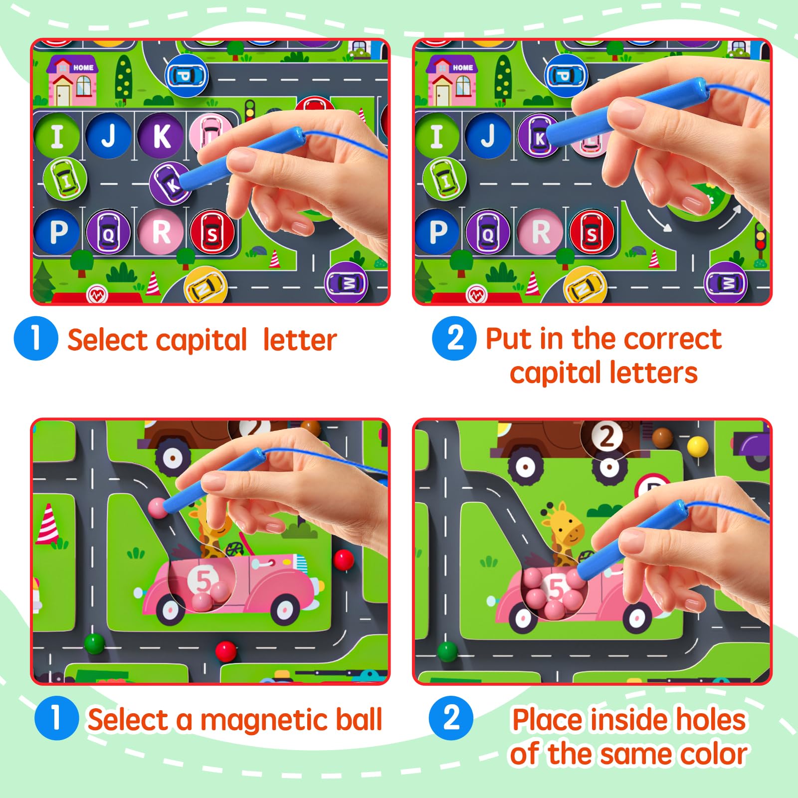 Tymokcall Magnetic Maze 2in1 smooth edges ensure safe play.