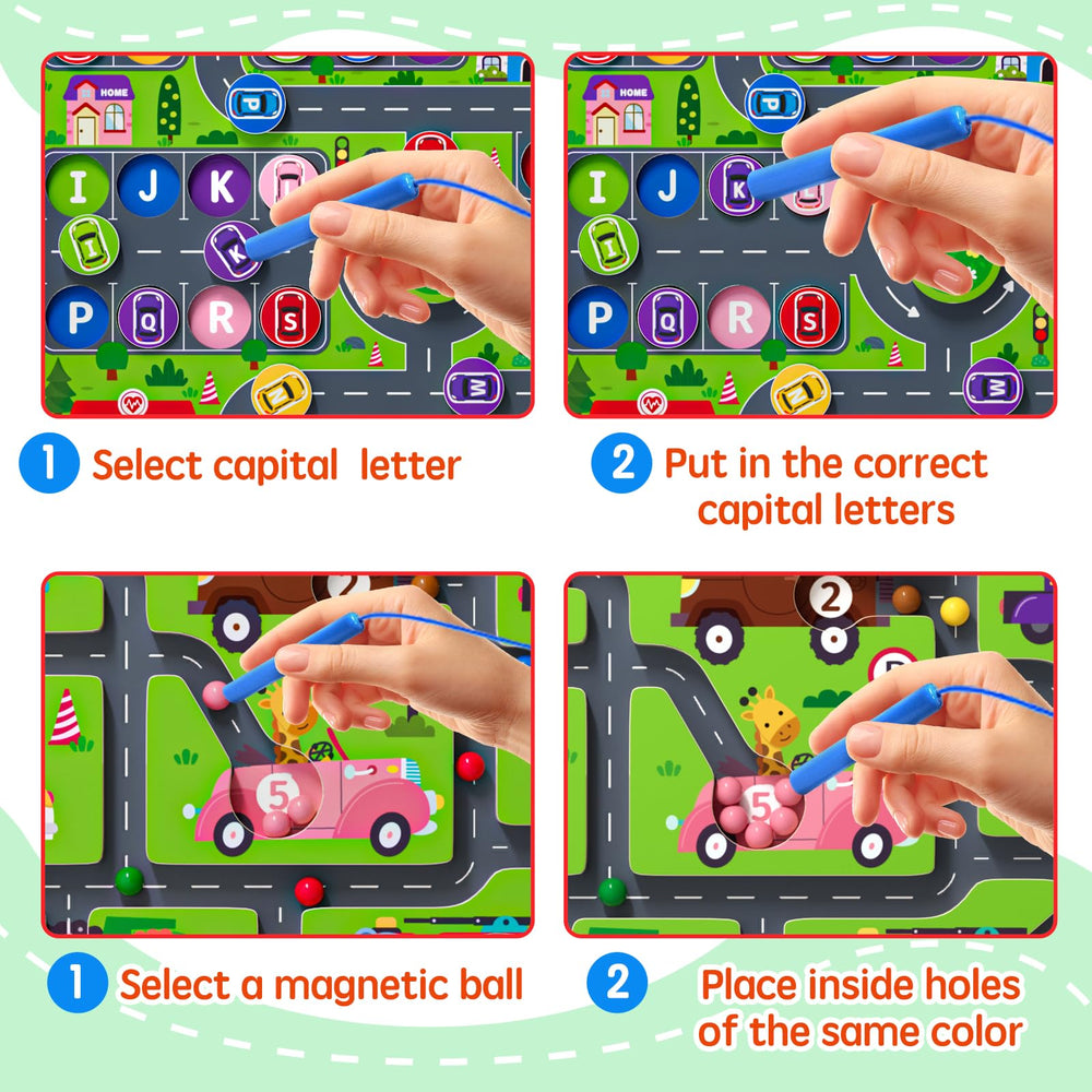 Tymokcall Magnetic Maze 2in1 smooth edges ensure safe play.