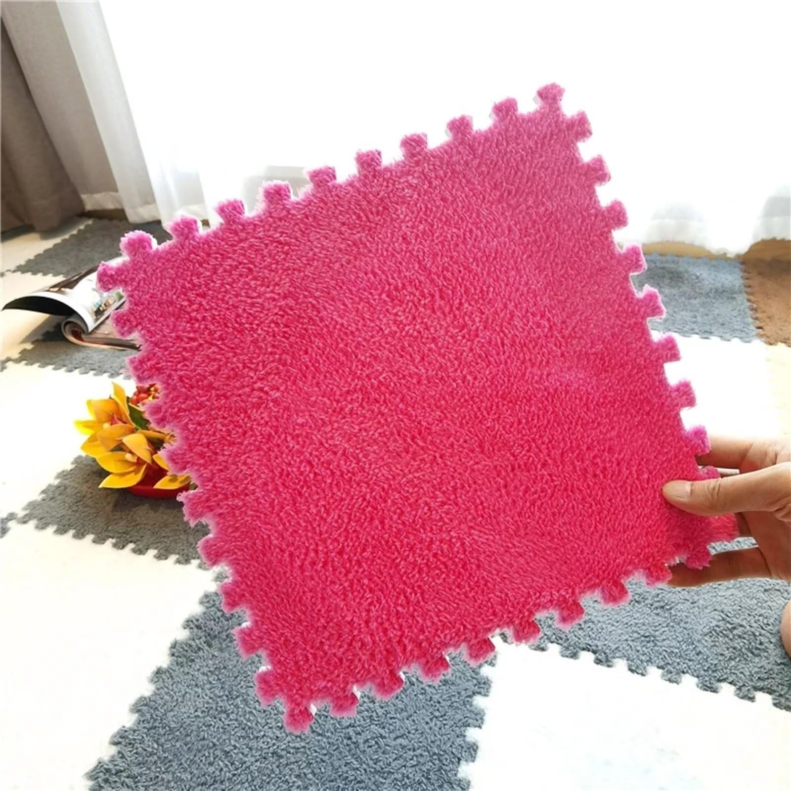 Typutomi warm plush floor mat keeps kids comfortable during play