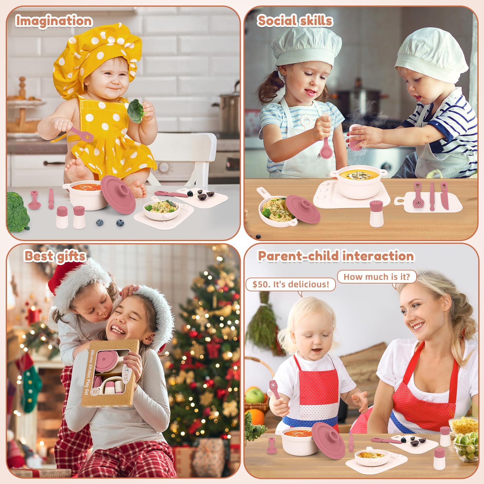 TYRY.HU 11pc silicone kitchen cutting board for gentle prep play