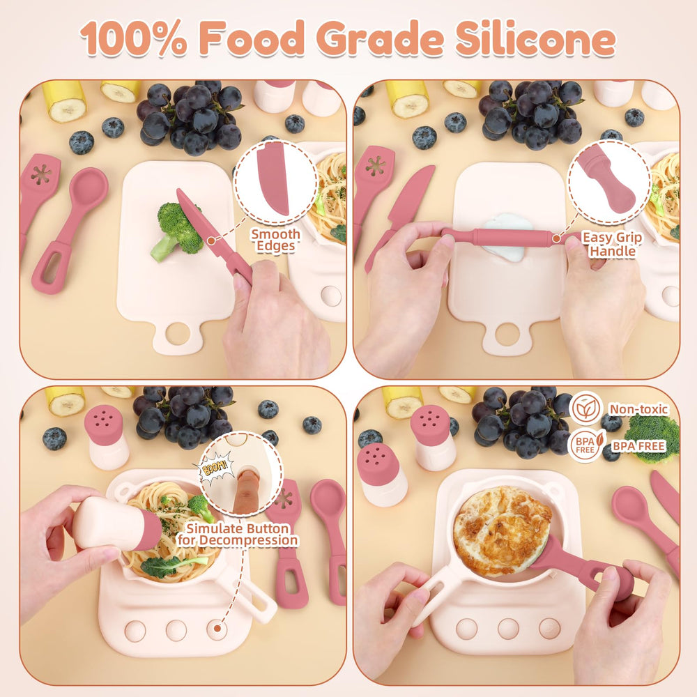 TYRY.HU 11pc silicone kitchen pan for durable pretend cooking