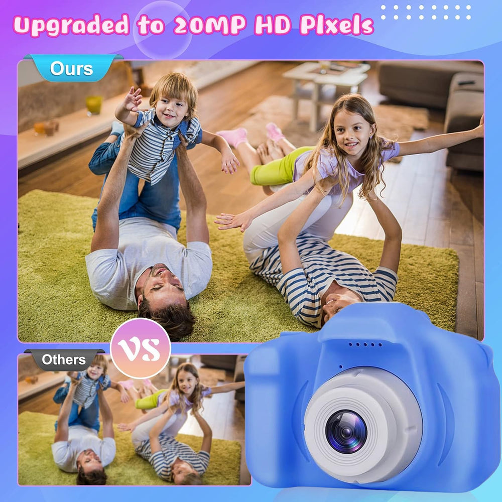 Tyseoome Kids Camera blue side view held by a child during play