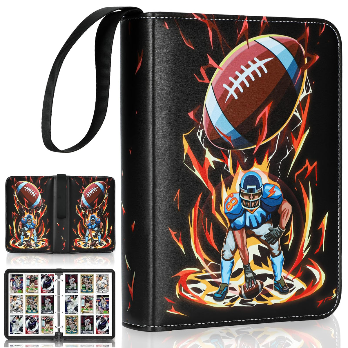 Tyyfnn football card binder with 9-pocket pages, organized display and protection.