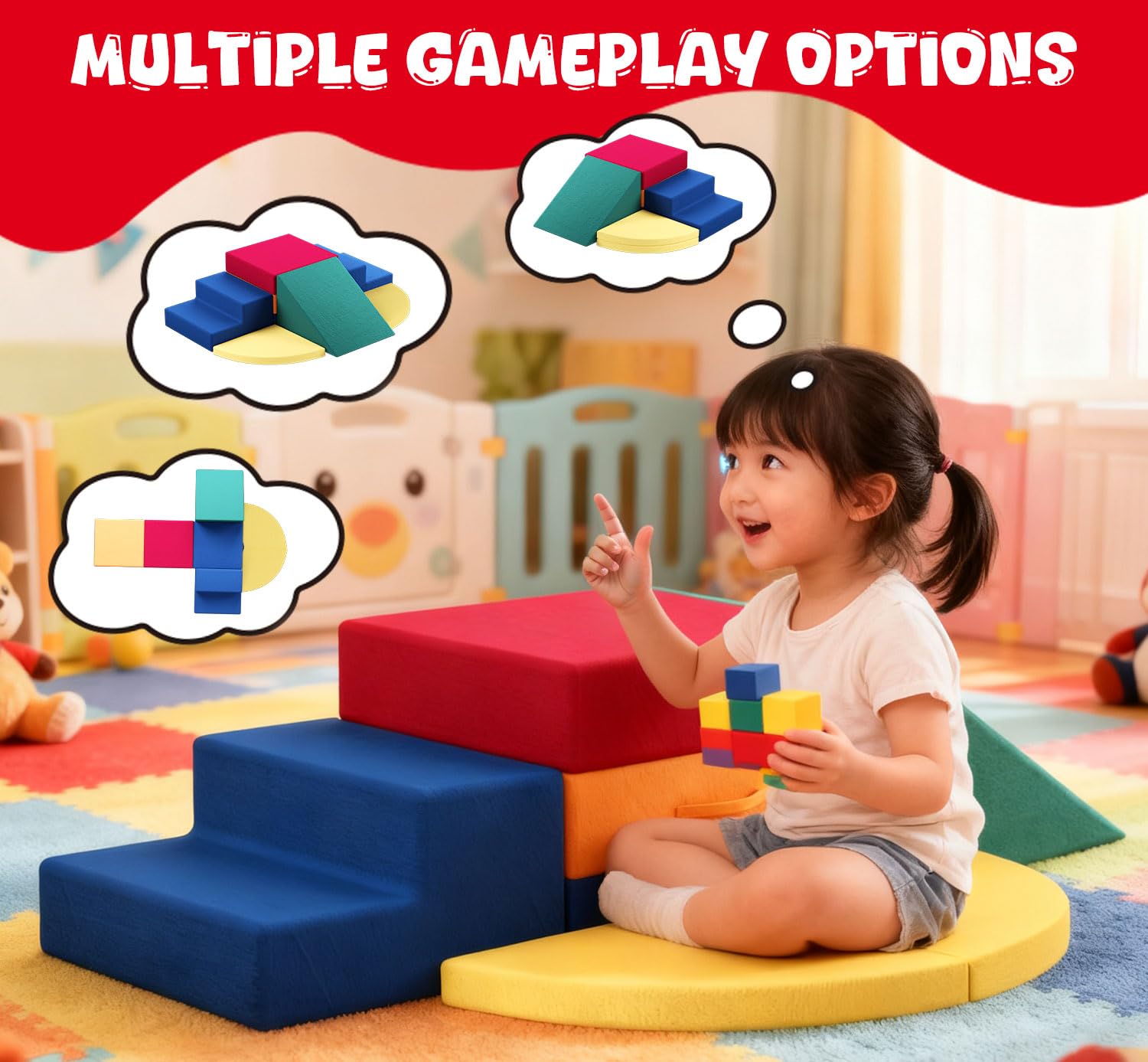 Tzechkii easy lift blocks for toddlers to push and explore safely