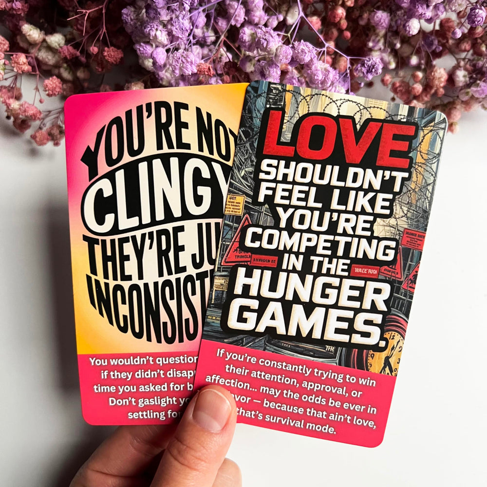 Tzxamsez Love Oracle Oh Hell No card back, humor meets practical guidance.