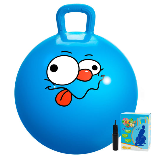 U&C Planet hopper ball blue front view boosts playful bounce sessions.