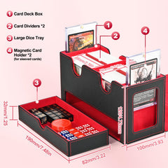 UAONO capacity display demonstrates space for 400+ unsleeved or 200 double-sleeved cards