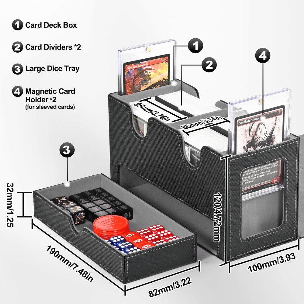 UAONO card deck box features a large dice tray for accessories