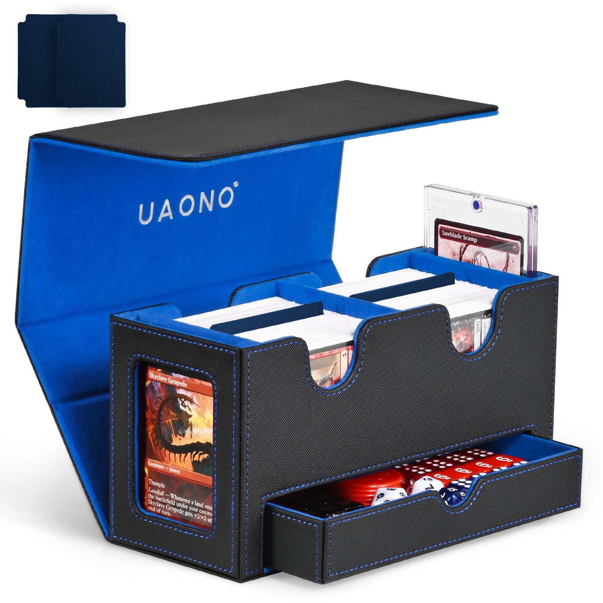 UAONO card deck box with two commander windows for quick content identification