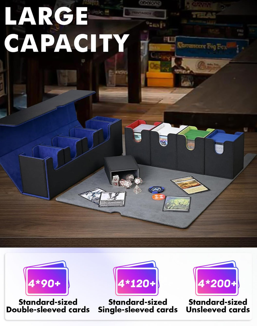 UAONO card box offers large capacity up to 800 unsleeved cards