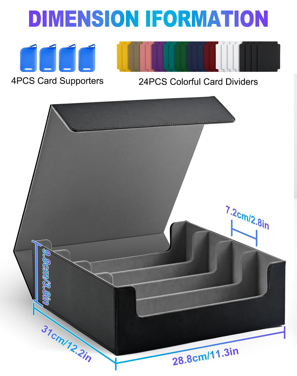 UAONO card storage with 24 colorful dividers for quick organization.