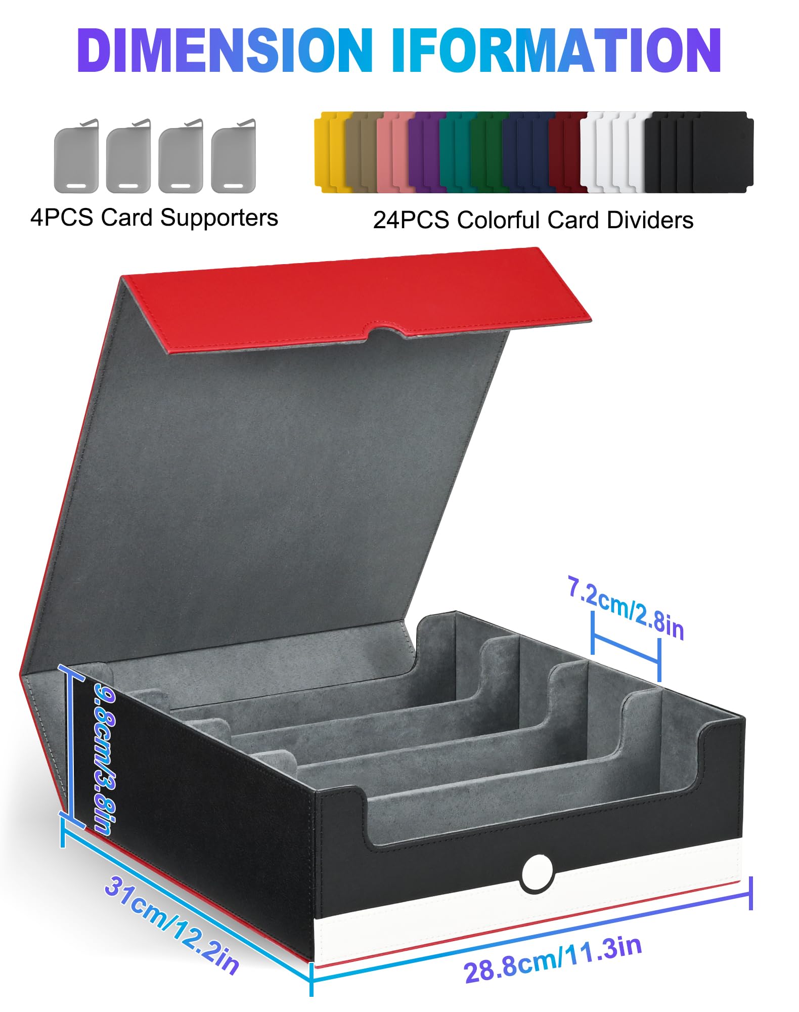 UAONO card storage box 24 colorful dividers organize cards by category and set