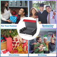 Durable red and white PU leather finish adds premium style to your collection.
