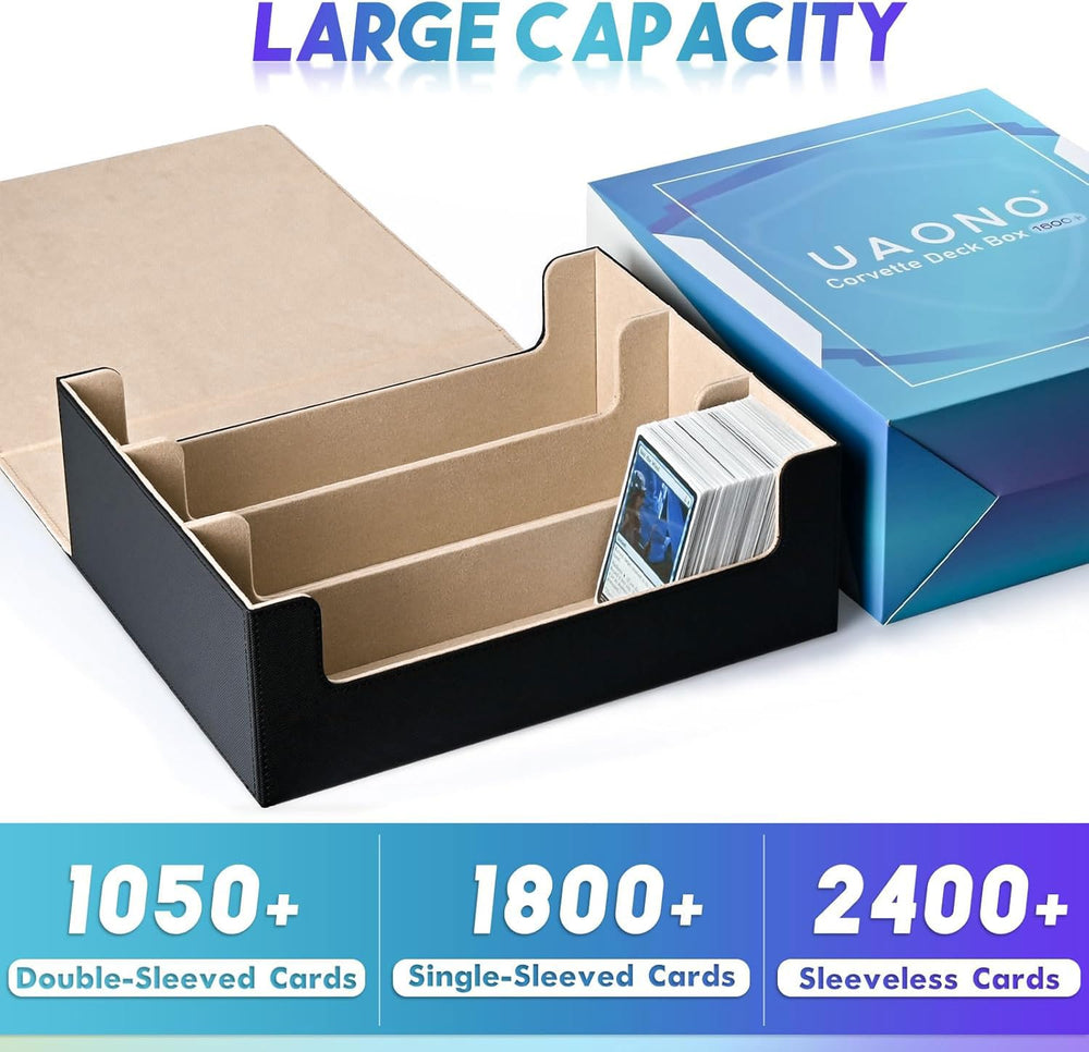 UAONO card storage box offers large capacity for 1050+ double-sleeved decks.