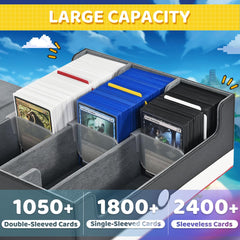 UAONO large-capacity deck case holds 1050+ double-sleeved cards for organized play.