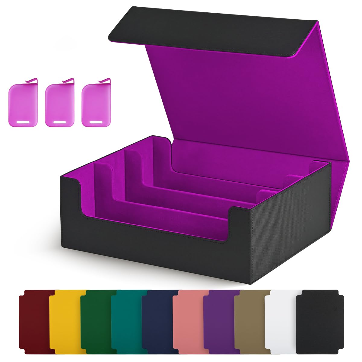 UAONO card storage box top view showing generous capacity for many cards.