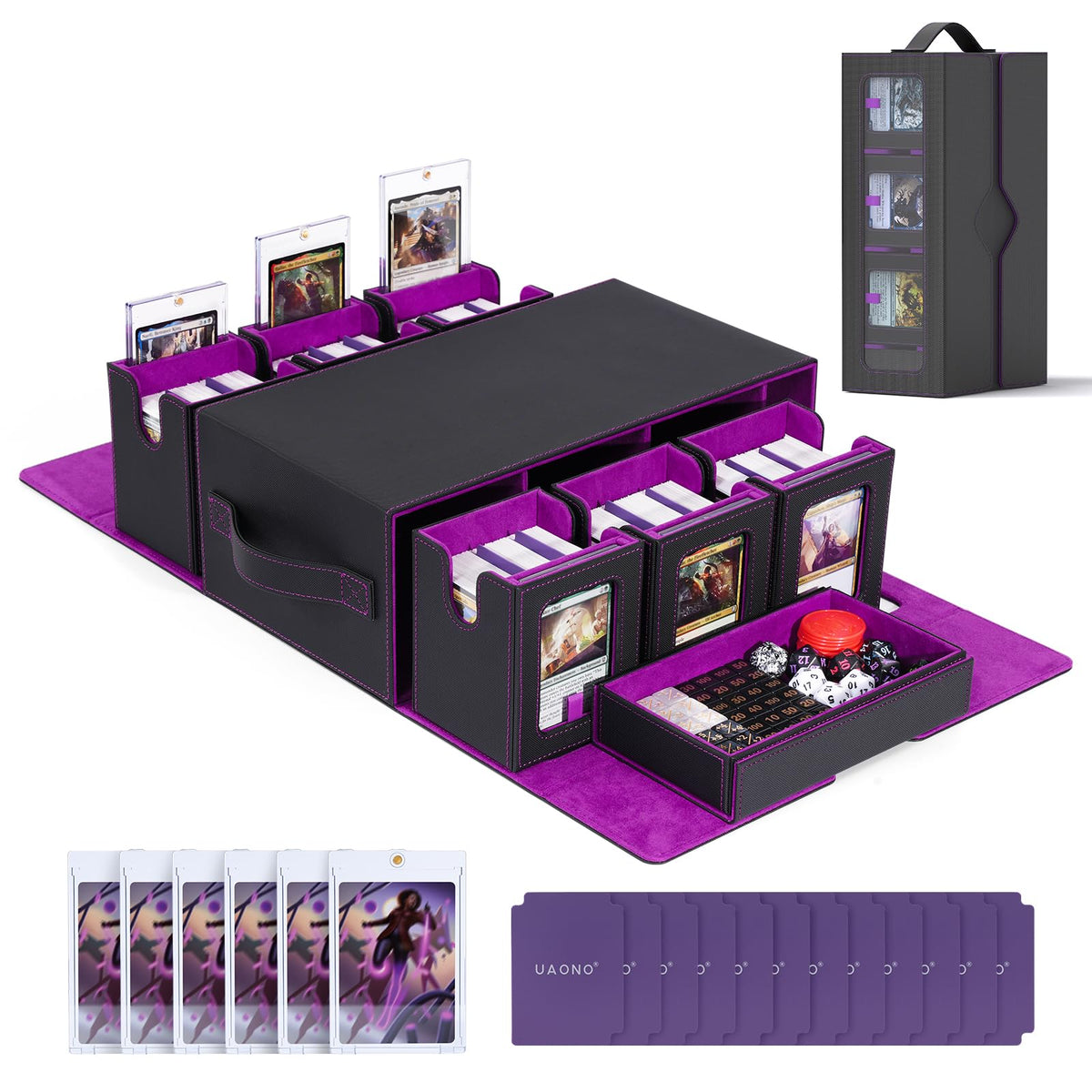 UAONO Commander Deck Box with six-deck modular system for organized MTG play