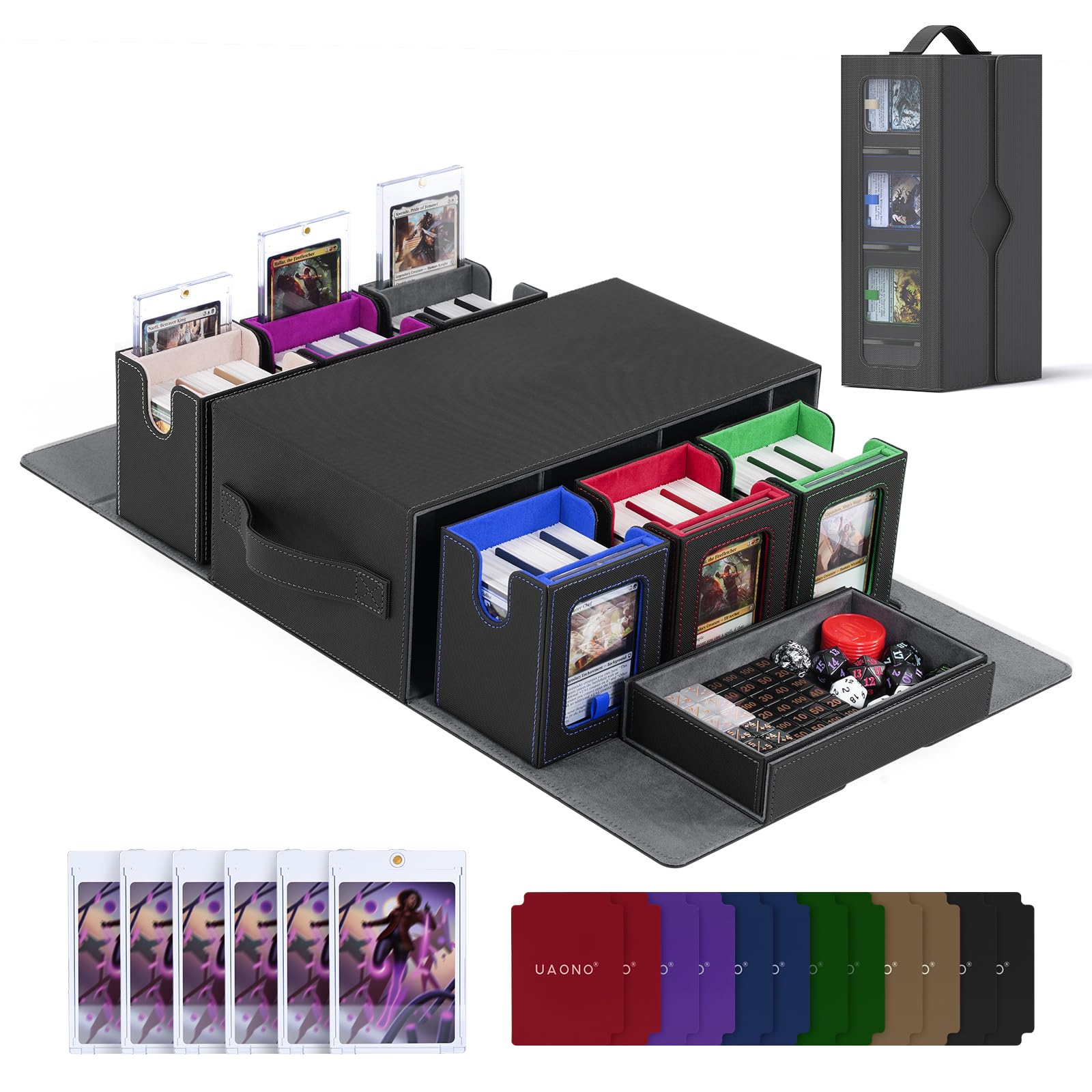 UAONO commander deck box with dice tray for portable MTG setup.
