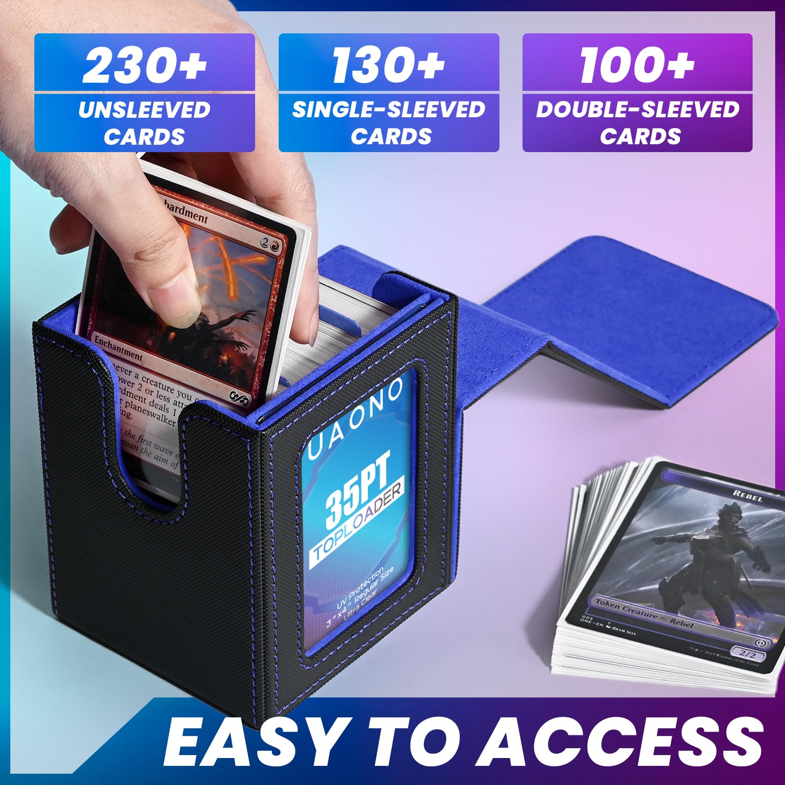 UAONO deck box PU leather shell protects cards during transport