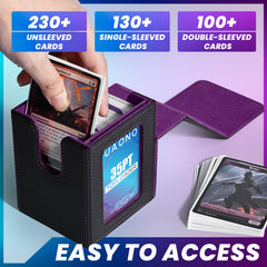 UAONO deck case holds 100+ double-sleeved cards, organized and ready