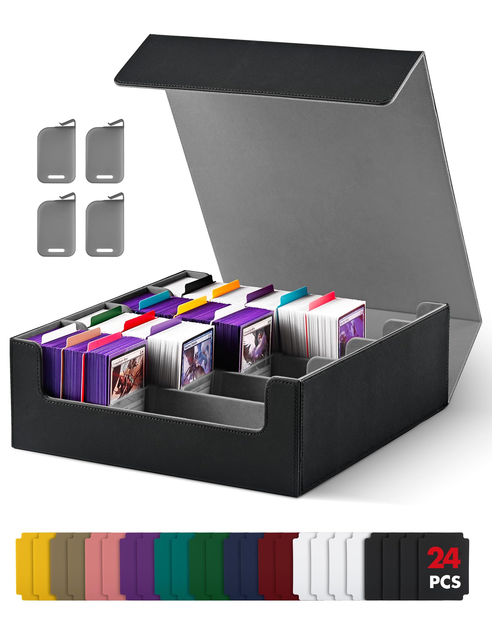 UAONO four-row card storage box open view for easy deck access.